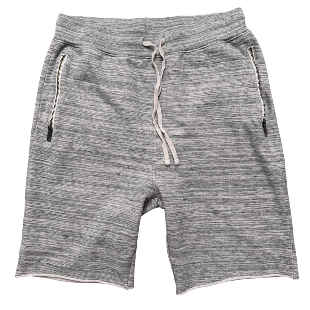 Allsaints Shorts Mens Size S French Terry Drawstring Zip Pockets Gray